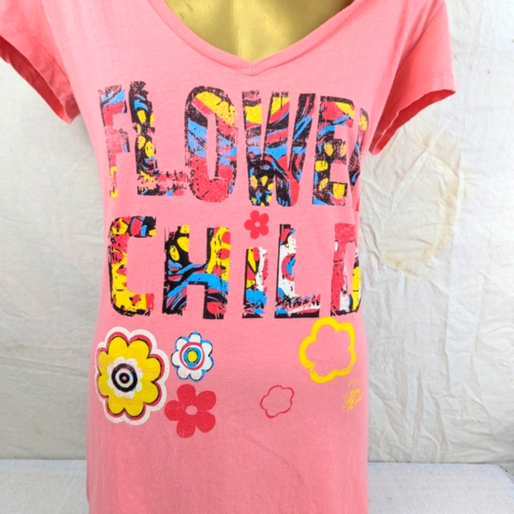 Dirtee Hollywood Flower Child Pink Cap Sleeve Top Medium